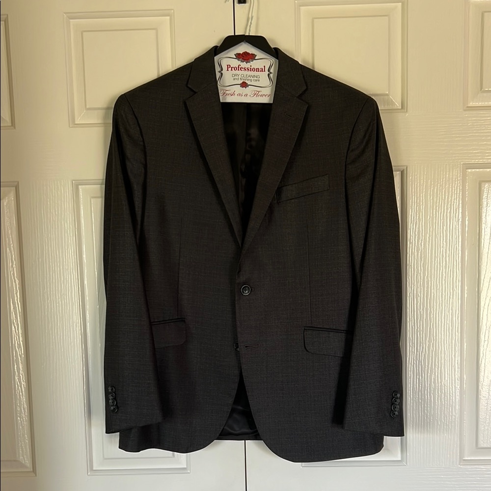 Dark Gray Slim Fit Sport Coat with Notched Lapel
